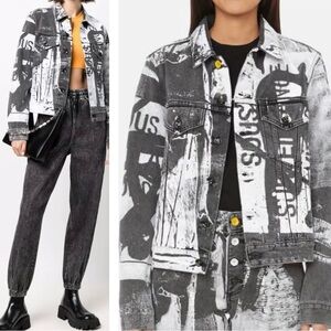 Off-White X Pablo Tomek Printed Denim Jacket In Black & White 2013 Size 38